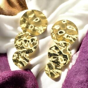 🆕️18K Gold Plated Hammered Circle Earrings - Trendy Statement Elegant Jewelry